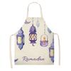 Cooking Baking Apron Eid Mubarak Mosque Printed Bib Muslim Ramadan Karim Kitchen Apron Women Star Crescent Moon Decoration