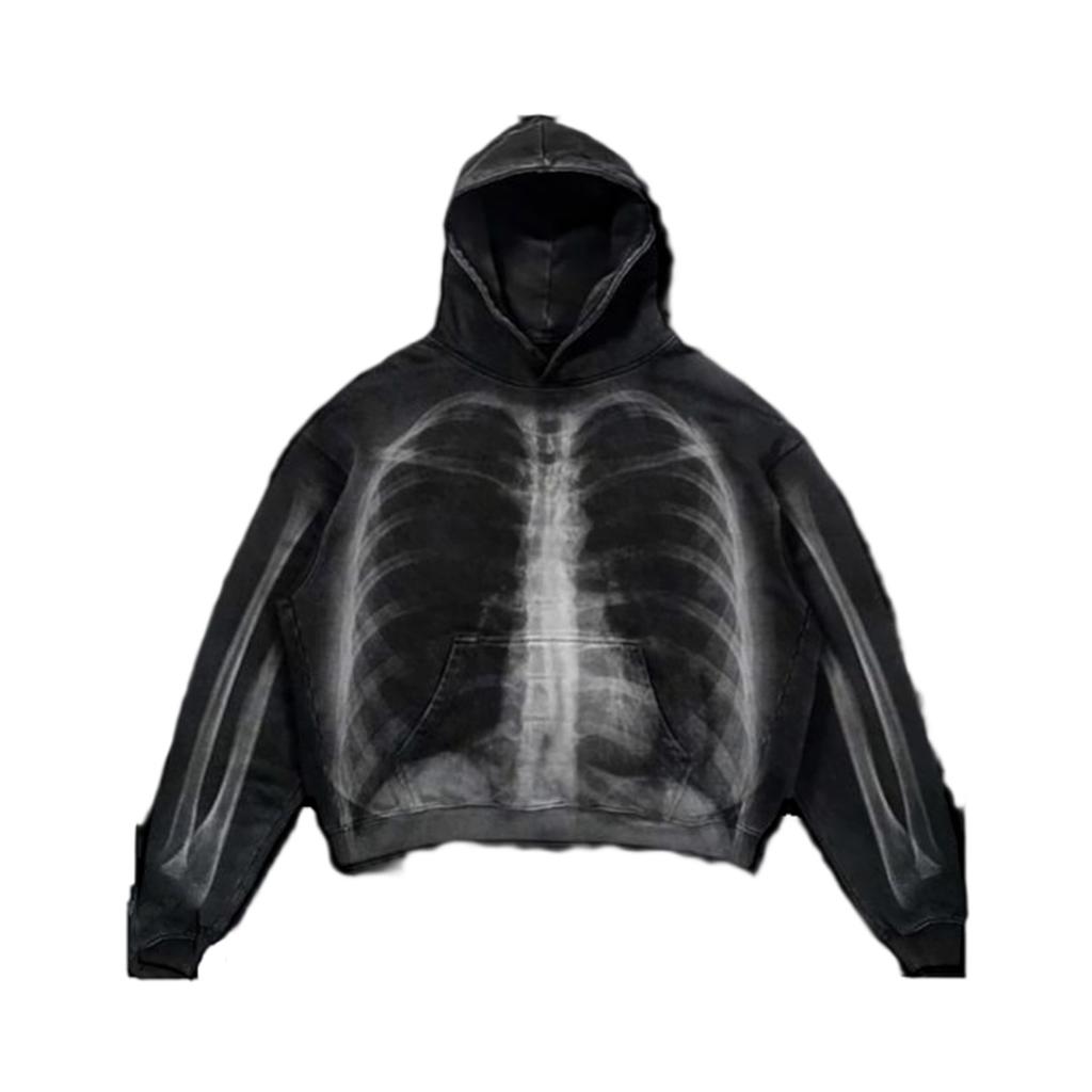 Oversize Men Streetwear Hoodie Skulls Print Long Sleeve Sweatshirts Harajuku Winter American European Hooded Pullovers Y2k