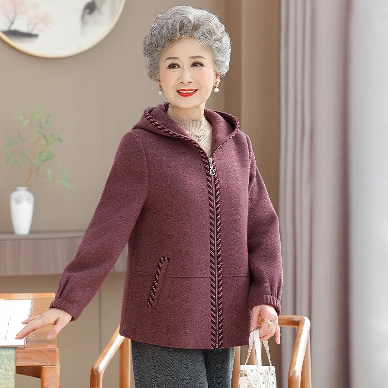 Grandma's New Spring Wool Coat for Elderly Women - Stylish Autumn and Winter Wear