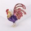 Colorful Enamel Rooster Brooch Pin - Vibrant Pink & Golden-Tone, Zinc Alloy, Hip-Hop/Party Style, Fashion Accessory for Everyday & Party Wear
