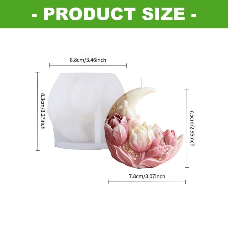 Food Grade Safe Silicone Mould Featuring Elegant Moon Tulips Designs For Home Candle Making With Easy Demolding