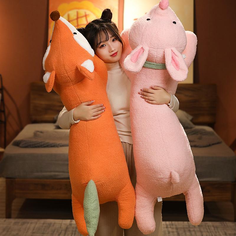 100cm 120cm Kawaii Fuchs Hai Hase Bär Plüschtier Kissen Weiches Kuscheltier Kissen Schlafkissen Geschenk für Kinder