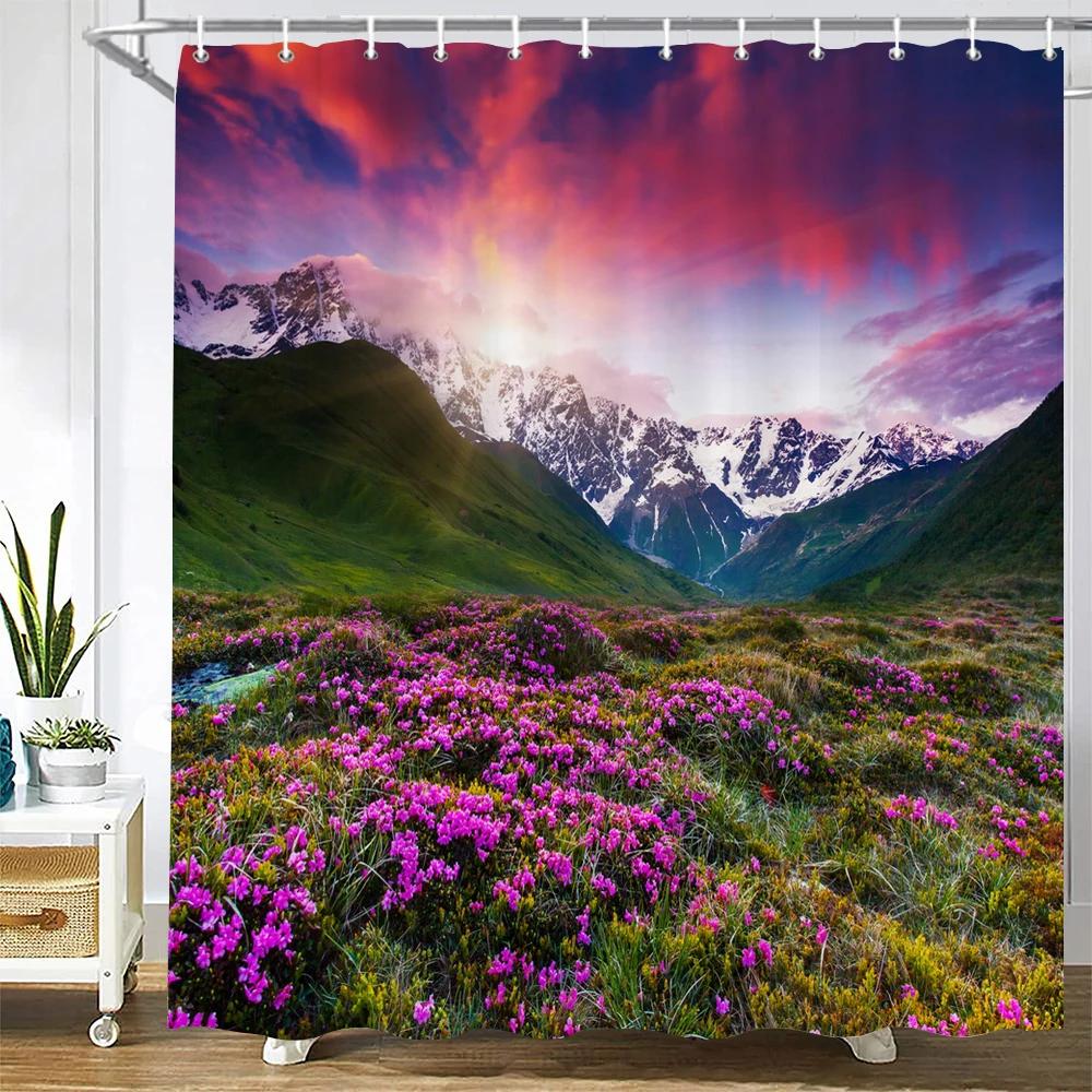 Modern 3D Printing Forest Shower Curtain Green Plant Tree Landscape Bath Curtain With Hooks For Bathroom Waterproof Scenery