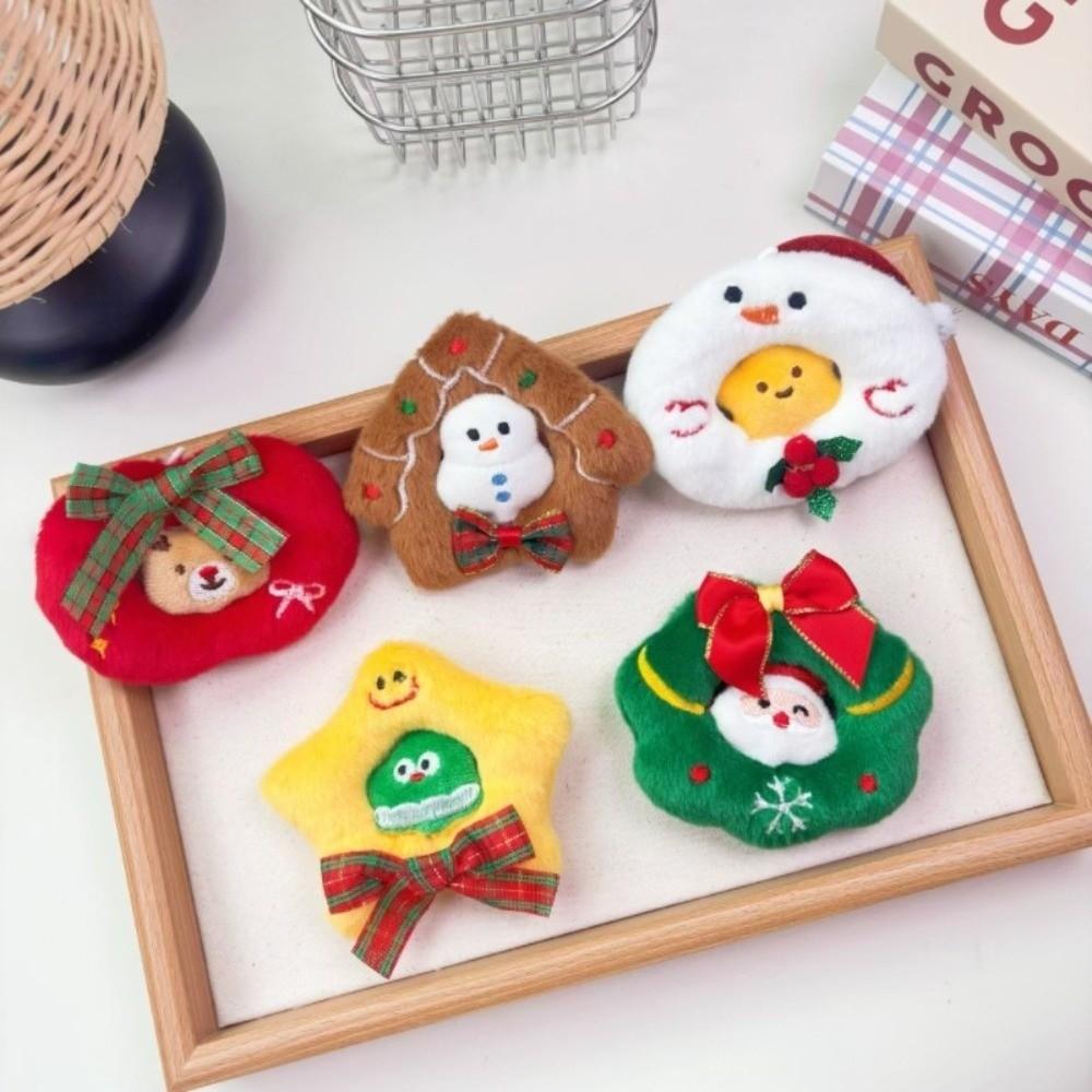 5PCS Plush Stuffed Hanging Pendants Cute Festival Keychain Decorations Xmas Tree