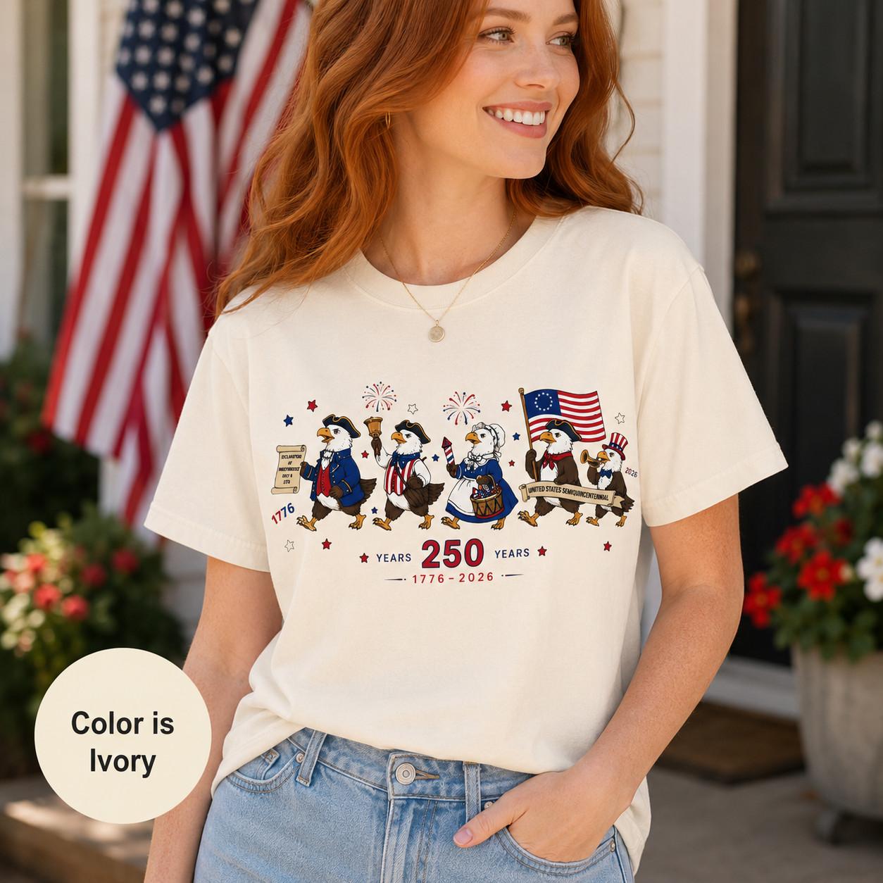 America 250 Years Eagle Shirt Comfort Colors Patriotic USA July 4 Parade Tee XL
