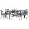 VidaXL Garden Dining Set Cushions 7 Pcs Grey Poly Rattan Glass 3334581