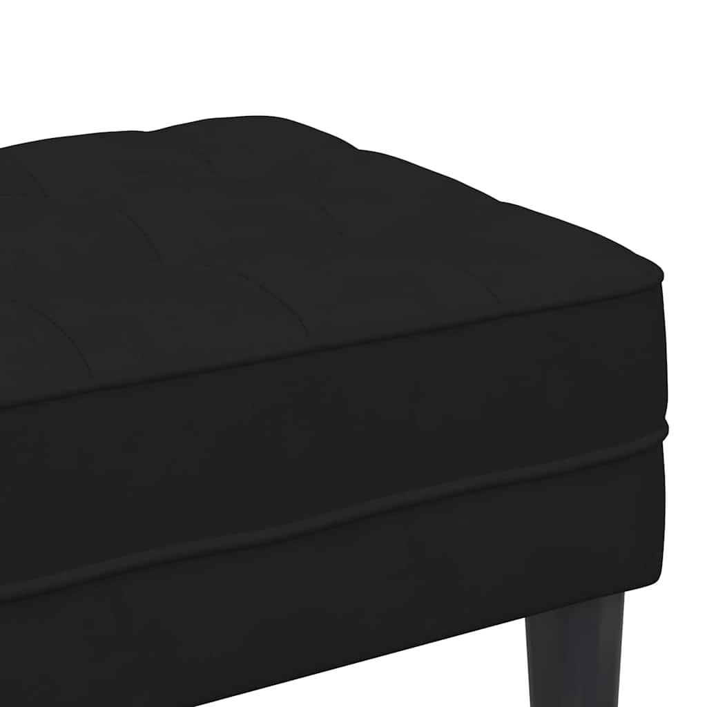 Black Velvet Ottoman Bench with Cushion 113 X 57 X 39 Cm