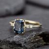 New Square Crystal Zircon Ring Sweet French Elegant Index Finger Ring Popular Jewelry