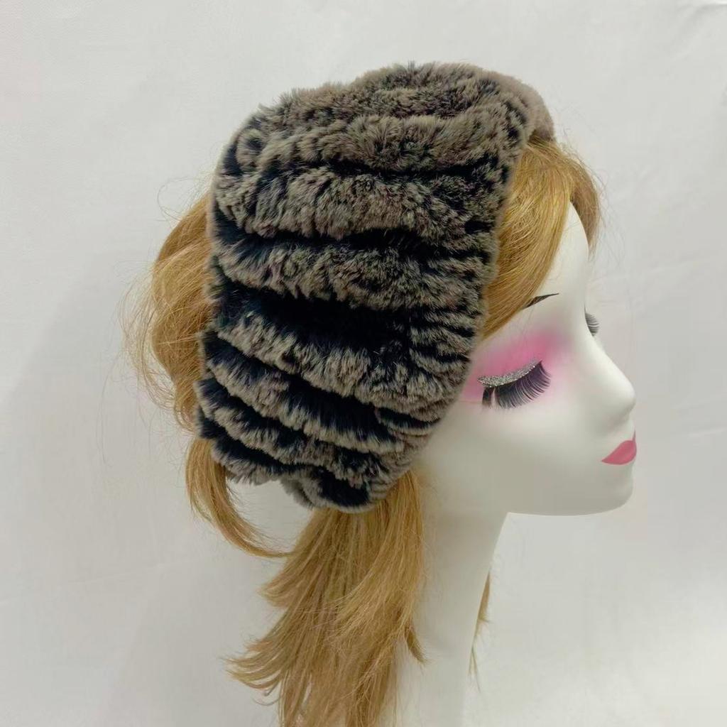 Fluffy Winter Fur Hats for Women Soft Warm Elastic Rabbit Fur Headbands Neck Warmer Fashion Ring Scarf