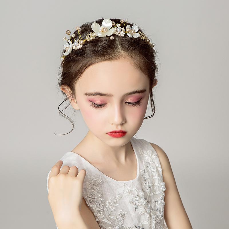 New Trendy Flower Hair Jewelry Gold Pearl Handmade Bridal Wedding Headband Rhinestone Hairband Women Hair Accessories Ornaments