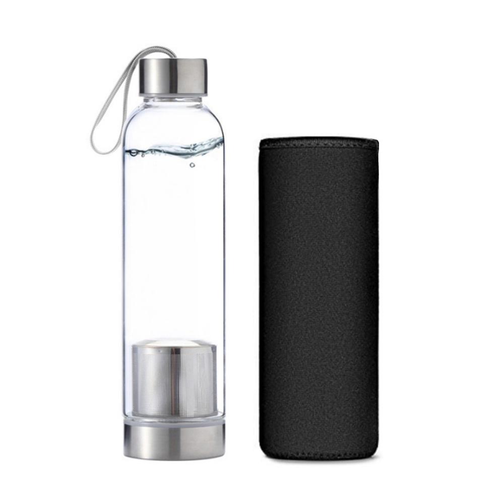 550ml Glass Water Bottle BPA Free High Temperature Resistant Glass Sport Water Bottle With Tea Infuser Nylon Sleeve Protect
