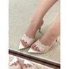 Soleist Elegant Women's Gold Lace Pumps | Pointed Toe Slip On High Heel Mules | Fashion Stiletto Shoes for Party Wedding