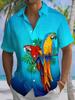 Camisa de Manga Corta para Vacaciones con Estampado de Loro Hawaiano para Hombre Tallas Grandes y Altas, TALLA GRANDE