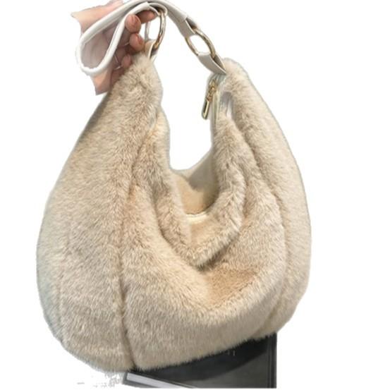 New fashion underarm bag women's trendy versatile handbag plush dumpling bag trendy women's bag casual shoulder bag