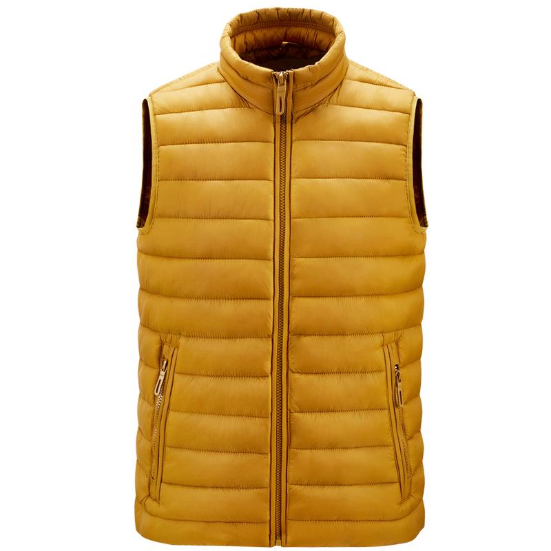 Men's Light Cotton Ribbed Zipper Vest with Pockets for Autumn and Winter