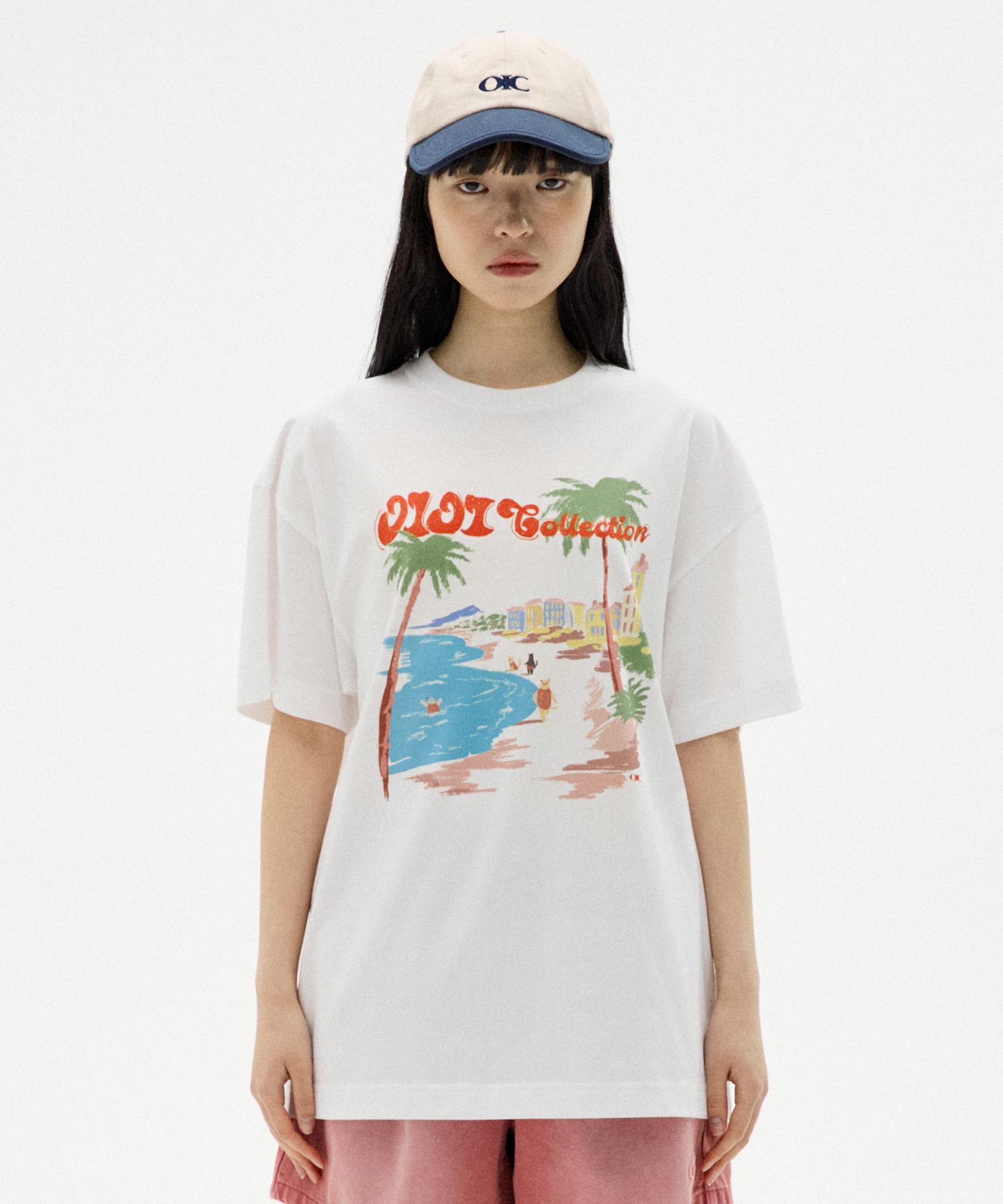 Oioi Collection Palm Tree Mineral Wash Oversized T-Shirt [White] White/M