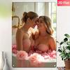 Vintage Pink Retro Bathtub Metal Wall Decor - Easy-Hang Adhesive Home Spa Bathroom Ladies Art Poster