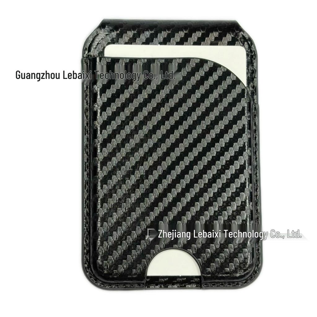 European Fashion Magnetic MagSafe Card Holder: Eco-Friendly PU Leather Folding Stand with Metal Hinge.