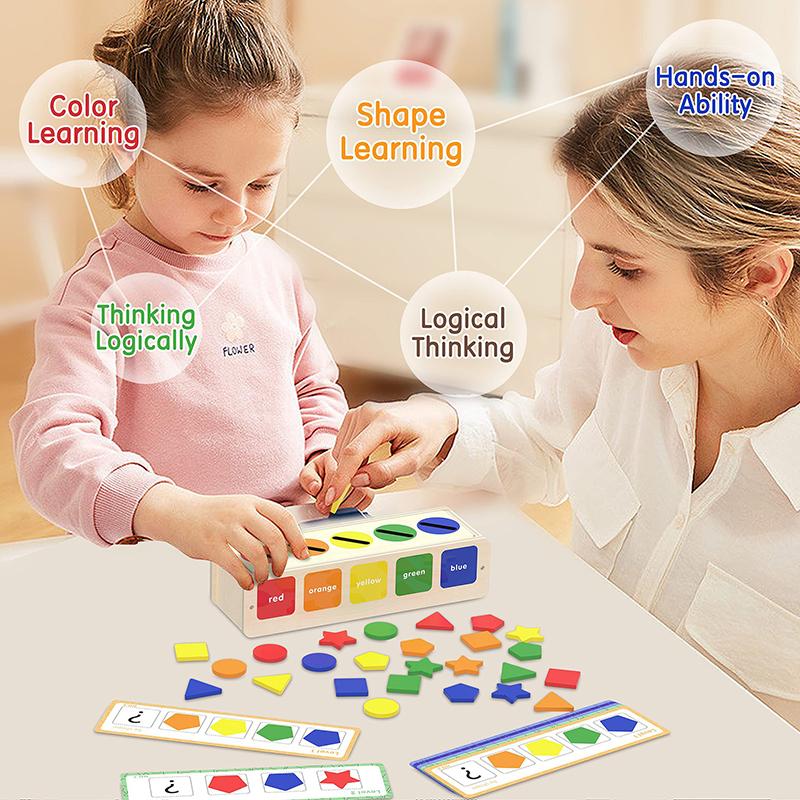 Baby Wooden Montessori Box Sensory Toys Color Shape Sorting Matching Games Winder Object Permanence Activities Educational Toys
