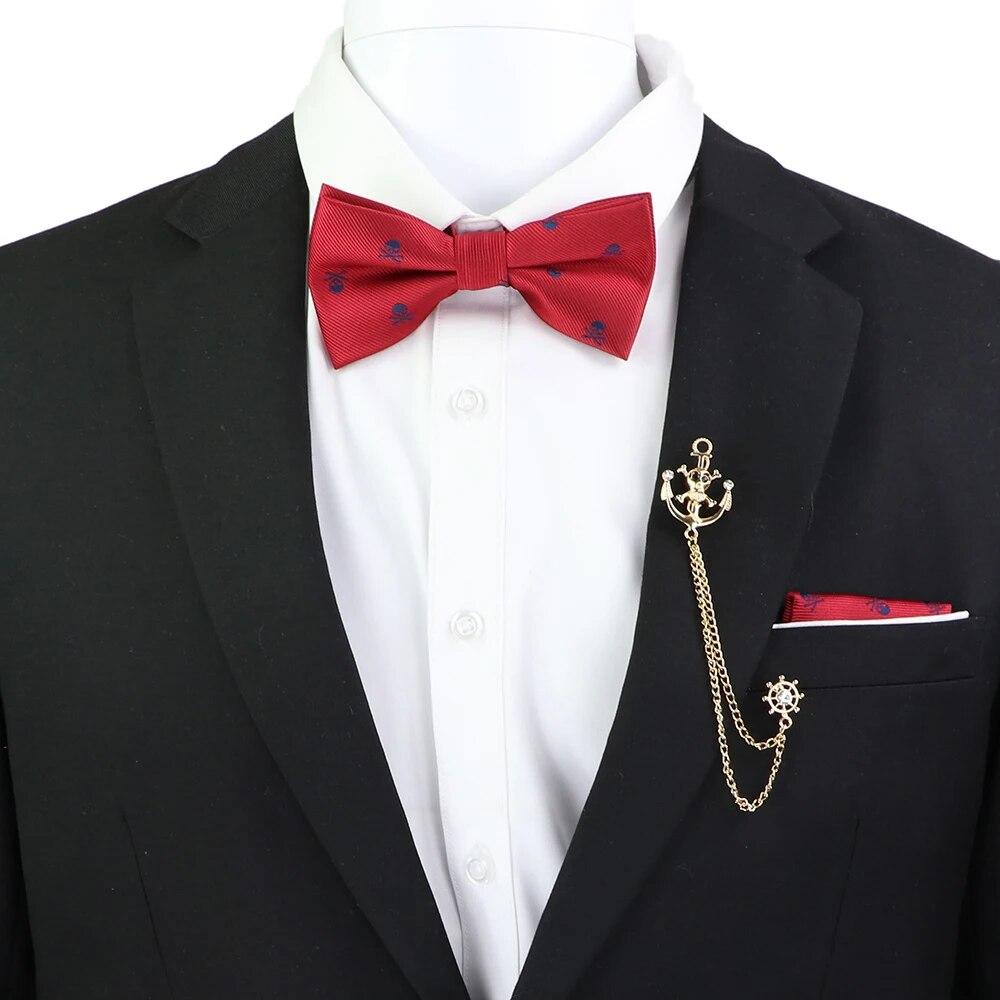 Набір краваток-метеликів, візерунок із зображенням черепа-дракона, чоловіки, платок із метеликами, брошка з китицями, весілля, вечірка на Хелловін,