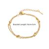 Punk 2 Layered Bead Chain Link Bracelet Female Gold Color Stainless Steel Hand Chain Bracelets for Women Jewelry Braclet 2025