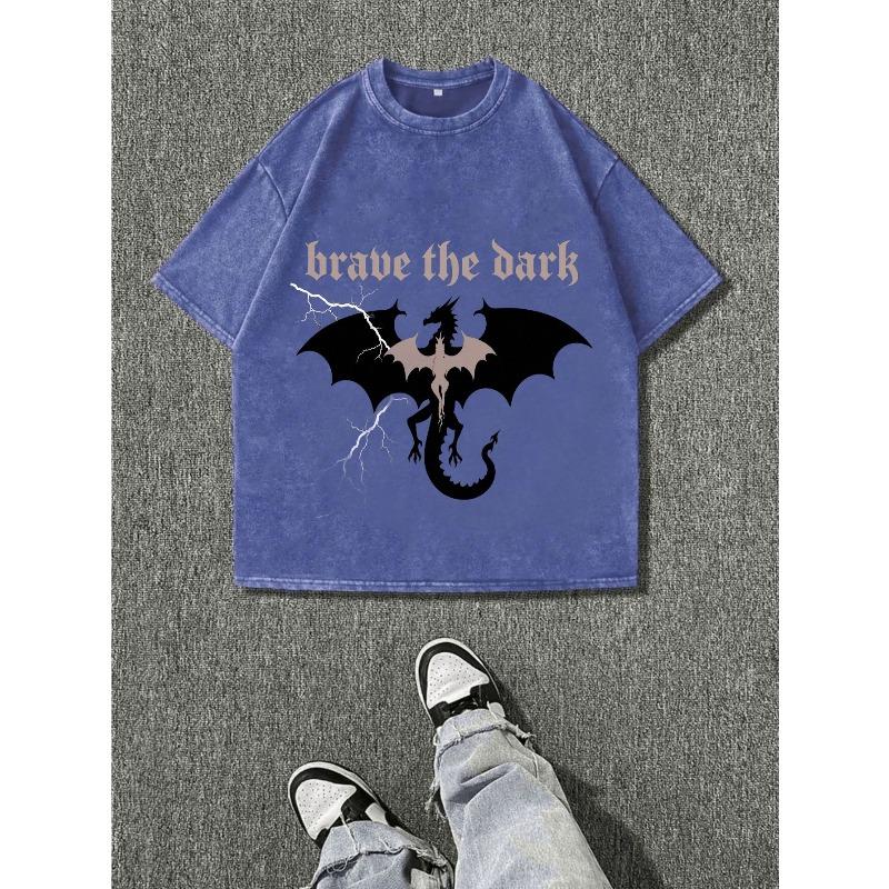 

Men S Vintage Washed T-Shirt Featuring Lightning Graphic, Oversized Design Suitable for Streetwear , Breathable, Perfect for Summer And Casual Outings 5XL синій