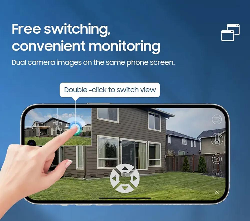 2025 4K 8MP Bezprzewodowa Zewnętrzna Kamera Wifi Solarna 4G Sim Nadzór Podwójny Ekran Wodoodporny Panel Kamery IP Wideo CCTV Zasilane Solarnie