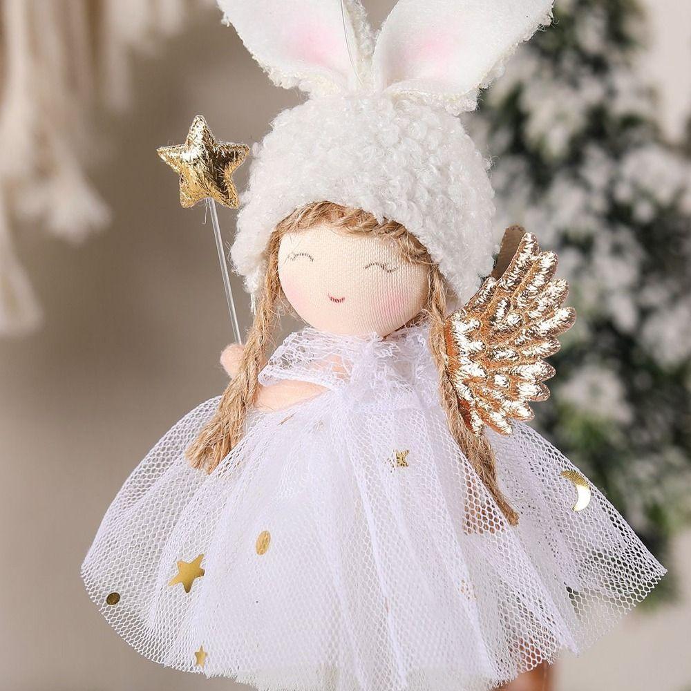 Cartoon Christmas Rabbit Ears Angel Dolls Handmade Christmas Tree Decoration  Home Xmas Decor