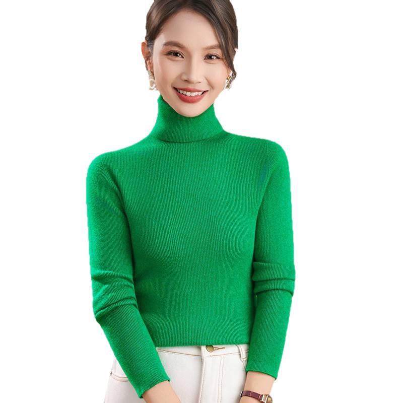 Autumn Winter High Neck Slim Fit Women's Knitwear Sweater