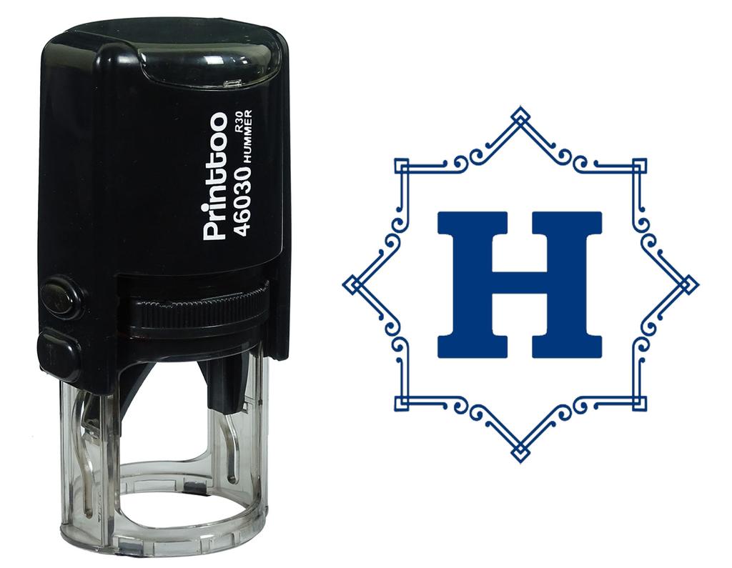 Printtoo Octagon Celtic Swirl Frame Alphabet H Monogram Self Inking Rubber Stamp Office