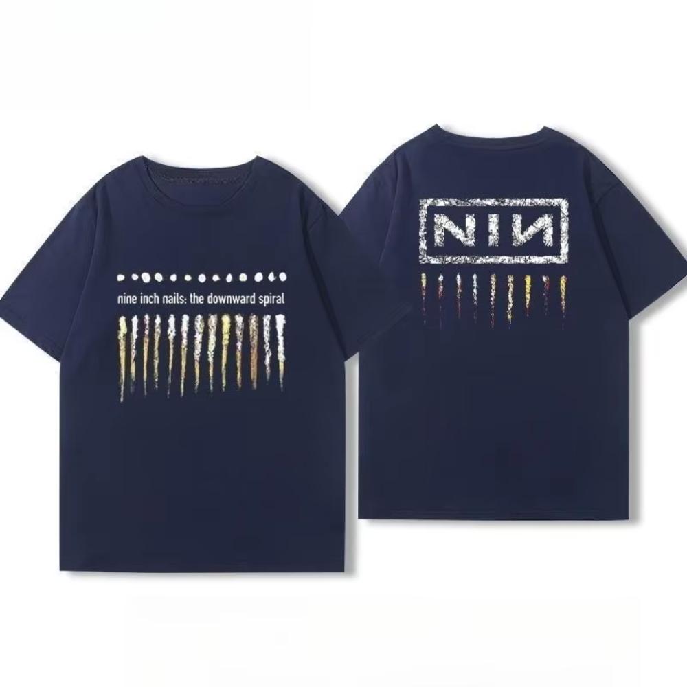25 Top Mens and Womens Cotton Coat Nine Inch Nails Nine Inch Nails Surrounding Rock and Roll Band Printed Short Sleeve Tshirt