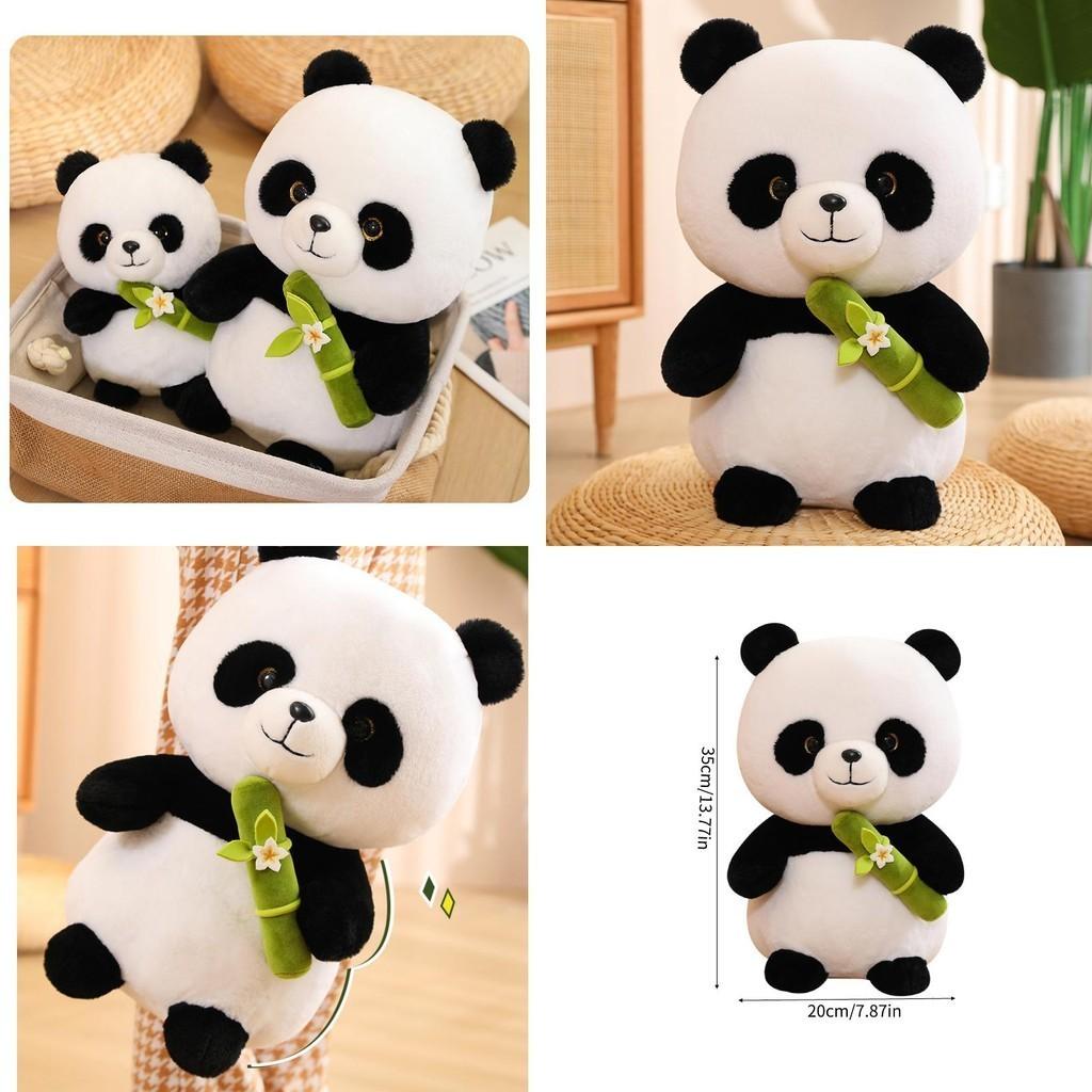 Cute Panda Plush Toy Stuffed Animal Doll Bamboo Shoot Flower Bear Gift For Girls And Kids