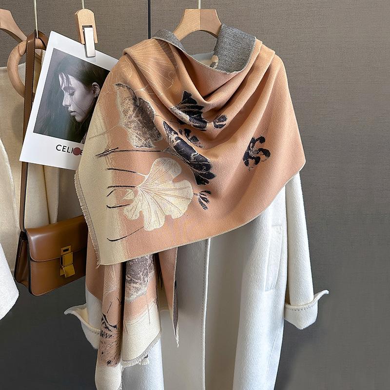 New Retro Fashion Imitation Cashmere Scarf For Women In Winter, Thickened And Warm Neck, Dual Purpose Shawl Exterior