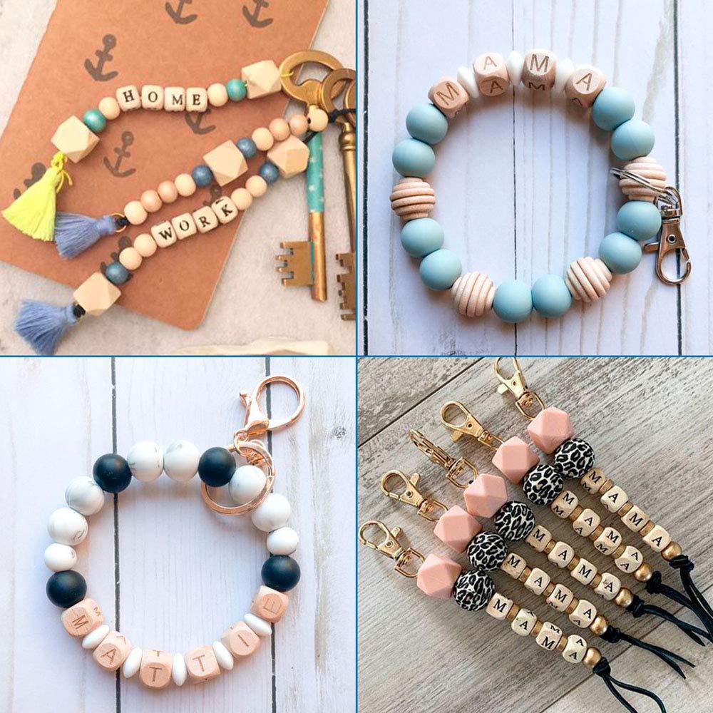 10Mm Square Log Wooden Beads Diy Children'S Educational Handmade Beads, Square English Letter Wooden Beads
