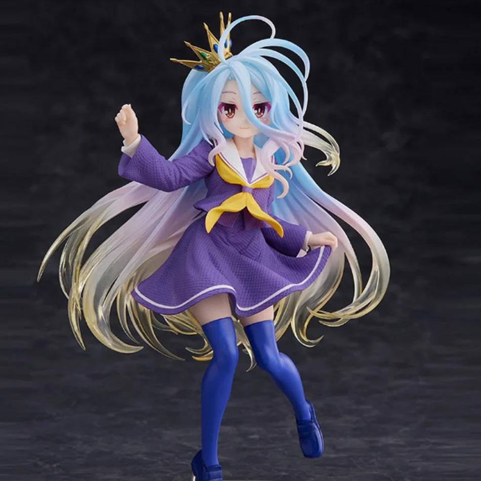 Figura Anime 18cm No Game No Life - Shiro con Orecchie da Gatto Uniforme Scolastica Figura d'Azione in PVC Giocattolo da Collezione Regalo