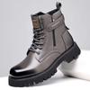 Men Autumn Winter Warm Genuine Leather Boots Thick Sole British Style Ankle Boots Outdoor Casual Lace-up Work Shoes