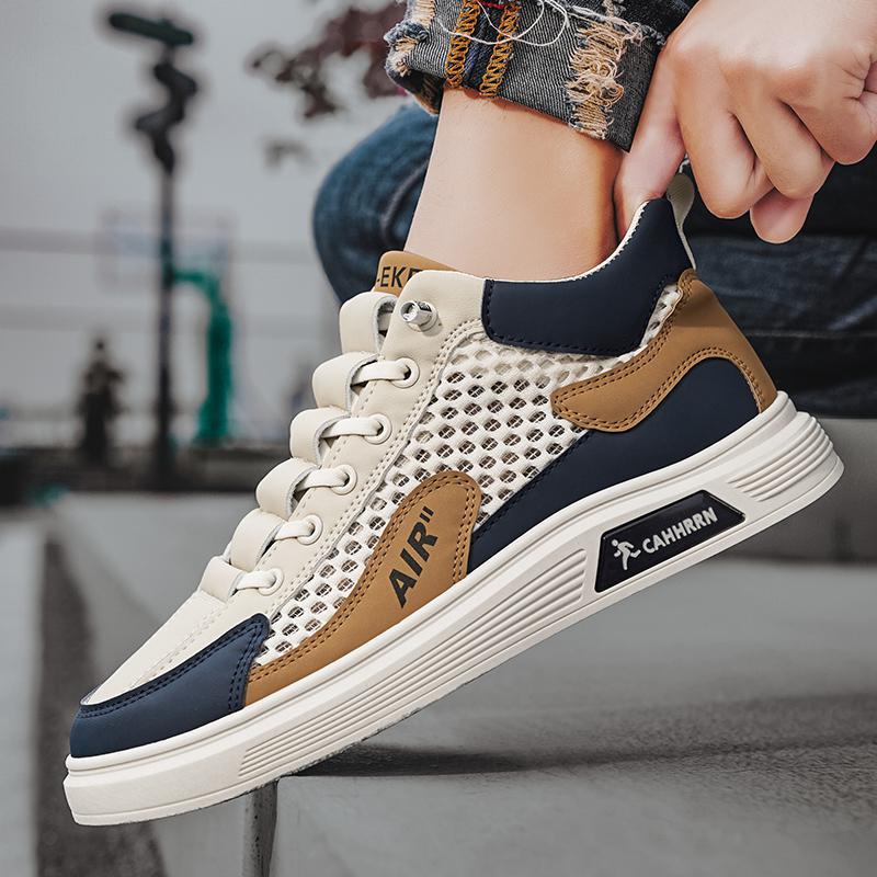 Men's shoes 2025 summer new breathable mesh sports casual shoes trend page high top fashion men's board shoes student