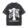 Gothic Skull Have You Died Before Graphic Washed Short Sleeve Loose Streetwear Tee Hip Hop