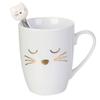 Les Trésors De Lily [R2423] - Mug porcelaine 'Chats' blanc (avec cuillère) - 30 cl