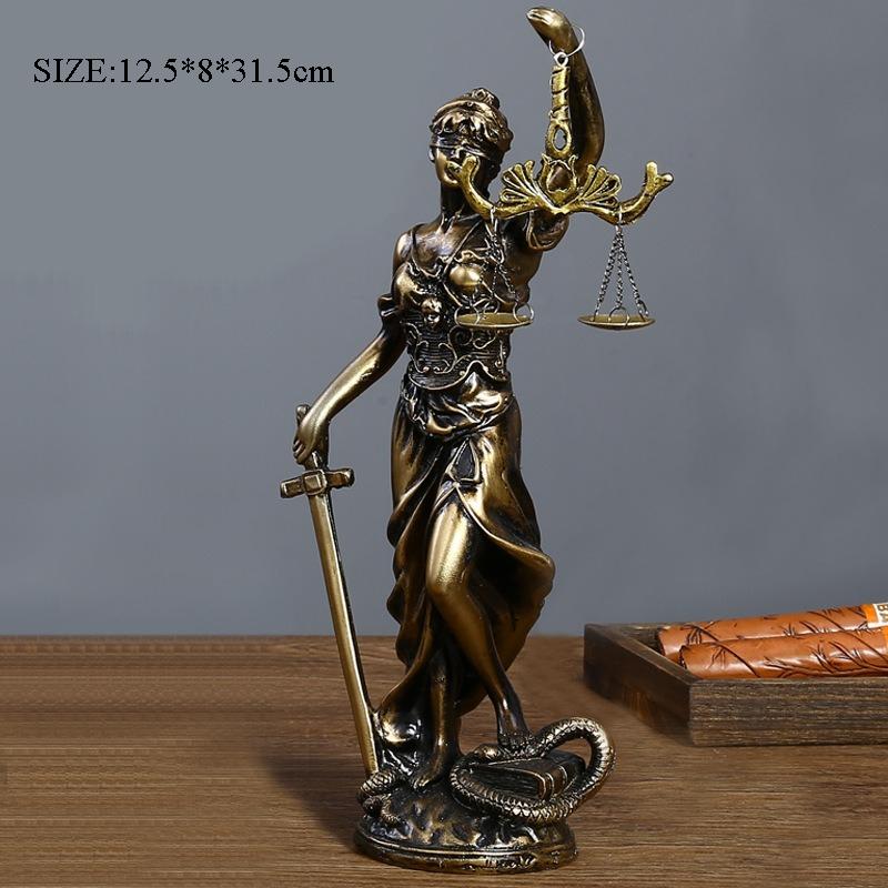 Statua di Personaggio Retro Europea Scultura Mitologia Greca Themis Dea della Giustizia Statuetta Zeus Decorazione Scrivania Ufficio Casa