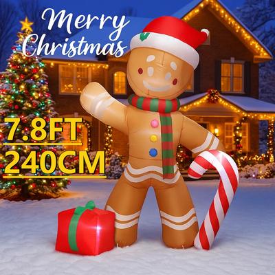 2,4M LED Opblaasbare Tuindecoratie Peperkoekman Lolly Cadeau Kerst Huisdecoratie Kerstversieringen Benodigdheden Cadeau Speelgoed Kerst Feest
