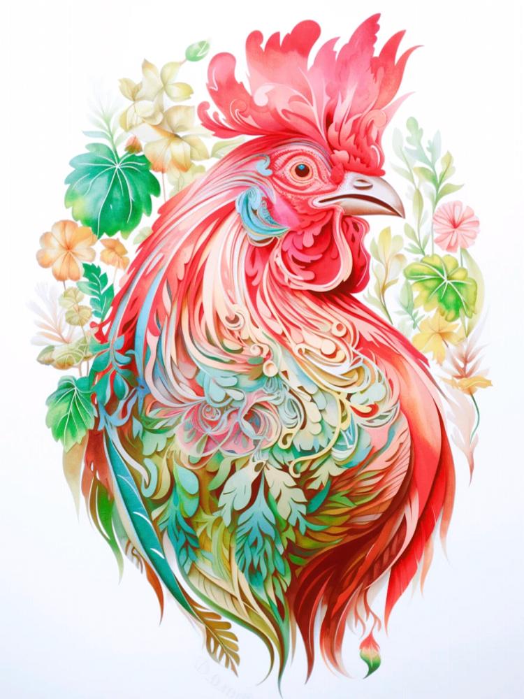 5D Diamond Painted Rooster Full Circle Square Diamond Mosaic Home Decoration DIY Handmade Home Living Room Decoration