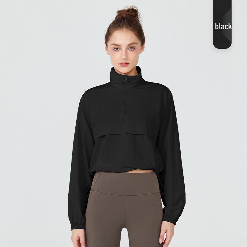 

Женская ветрозащитная куртка для йоги с защитой от солнца - Длинный рукав, свободный крой, идеально подходит для весны и лета. Small