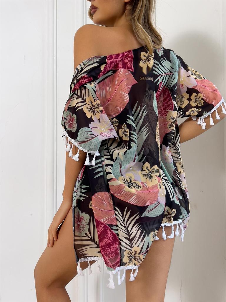 2025 Europäisches & Amerikanisches Trägerloses Quasten-Bikini-Set - Sexy Sonnenschutz-Strandbekleidung für Damen