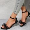 Fashion Fashion Lace Straps Sandals Women 2025 Summer Metal Ankle Strap Thin High Heels Sandals Woman Sexy Black Party Shoes