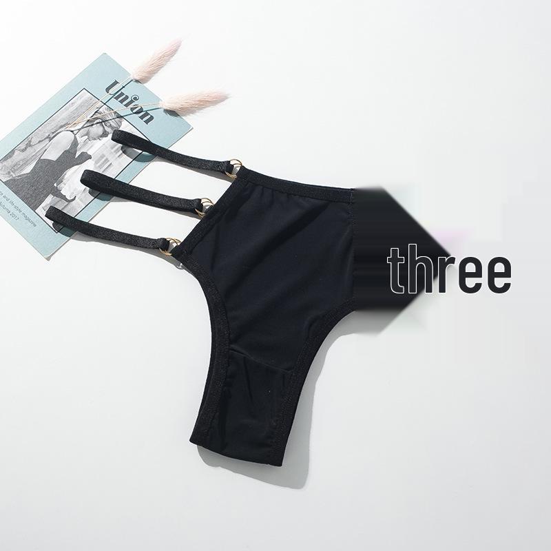 

Женские бесшовные фитнес-стринги с низкой посадкой и тонкими бретельками, сексуальный дизайн с вырезами, большие размеры, Т-образные трусики 6003 XL (recommended 140-160 jin) чёрный