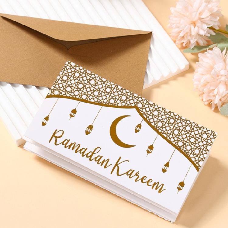 4Pcs Eid Festival Cash Holder Envelopes Paper Money Holder Built in 6 Slots Greeting Card Envelopes For Gift Wrapping