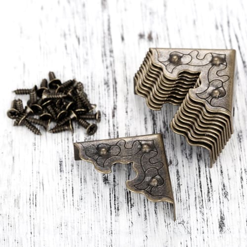 Dophee Three-Sided Corner Protectors, Antique-Style Corner Hardware for Box Corners, DIY/Bag Corner Protection, Parts and Materials, Hardware, Crafts,