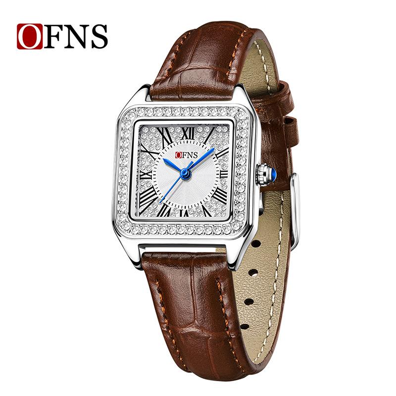 OFNS Women s Luxury Diamond-Inlaid Square Quartz Watch – Waterproof and Fashionable Bestseller
