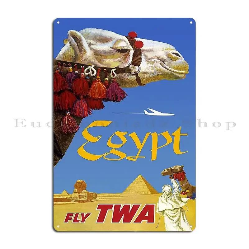 Vintage Egypt Travel Poster 1950 S Metal Signs Rusty Design Classic Cinema Design Tin Sign Poster 20X30CM